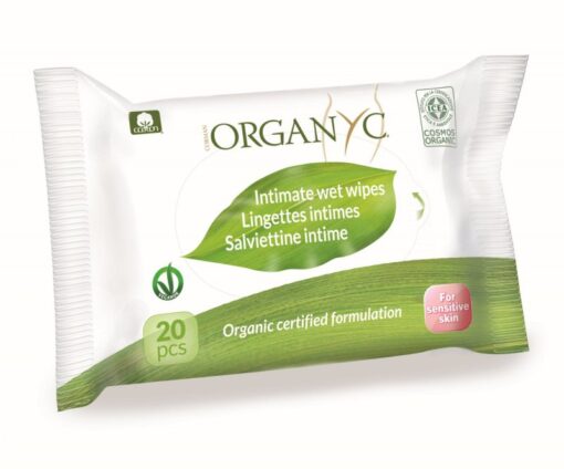 Organyc Vlhčené ubrousky pro intimní hygienu BIO (20 ks) - 100% z biobavlny