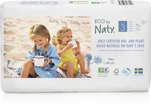 Naty Ekoplenky Midi 3 (4 - 9 kg) Economy pack (50 ks) - z 55-60 % rozložitelné