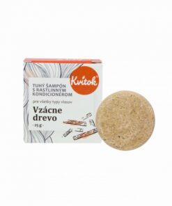 Kvitok Tuhý šampon s kondicionérem pro tmavé vlasy Vzácné dřevo (25 g) - krásně pění