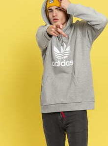 adidas Originals Trefoil Hoodie melange šedá S