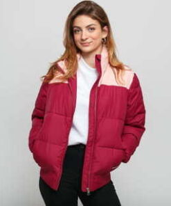 CALVIN KLEIN JEANS Blocking Puffer Jacket tmavě růžová / růžová S