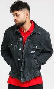 CALVIN KLEIN JEANS M Regular Denim Jacket bb075 - black icn M