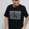 CALVIN KLEIN JEANS Monochrome Monogram Tee černé / bílé M