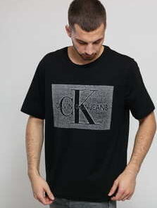 CALVIN KLEIN JEANS Monochrome Monogram Tee černé / bílé M