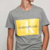 CALVIN KLEIN JEANS Monogram Box Logo Slim Tee melange šedé L