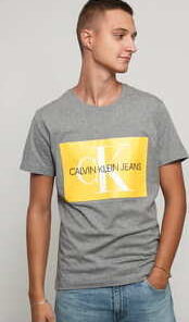 CALVIN KLEIN JEANS Monogram Box Logo Slim Tee melange šedé L