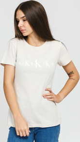 CALVIN KLEIN JEANS W CK Eco Slim SS Tee světle béžové L