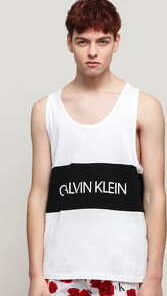 Calvin Klein Loose Crew Tank bílé / černé XL