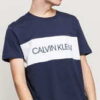 Calvin Klein Relaxed Crew Tee navy / bílé XL