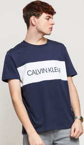 Calvin Klein Relaxed Crew Tee navy / bílé XL