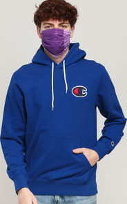 Champion Satin C Logo Cotton Terry Hoodie tmavě modrá S