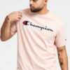 Champion Script Logo Crewneck Tee růžové M