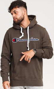 Champion Script Logo Hooded Sweatshirt tmavě olivová M