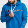 Champion Script Logo Hooded Sweatshirt modrá S