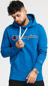 Champion Script Logo Hooded Sweatshirt modrá S