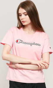 Champion Vintage Script Logo Crew Neck T-Shirt růžové L