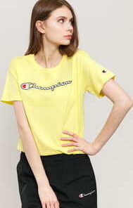 Champion Vintage Script Logo Crew Neck T-Shirt žluté L