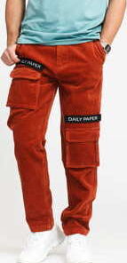 Daily Paper Corduroy Cargo Pants tmavě oranžové XL