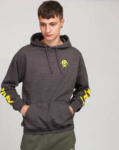 F*CK THEM Smiley Hoodie melange tmavě šedá XL