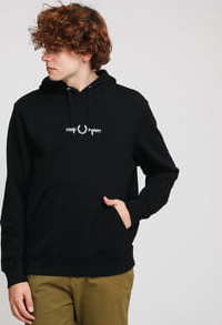 FRED PERRY Graphic Hooded Sweatshirt černá L