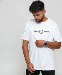 FRED PERRY Graphic T-Shirt bílé S