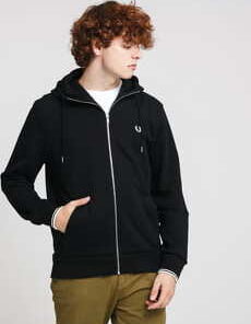 FRED PERRY Hooded Zip Trough Sweatshirt černá