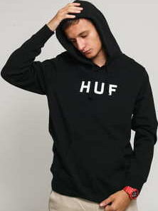 HUF Essentials OG Logo PO Hoodie černá XL
