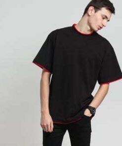 Urban Classics Contrast Tall Tee černé / červené