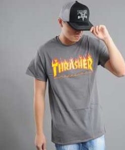 Thrasher Flame Logo tmavě šedé XL