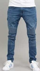 Urban Classics Slim Fit Biker Jeans blue washed