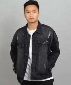 Urban Classics Ripped Denim Jacket black XXL