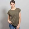 Urban Classics Ladies Extended Shoulder Tee olivové M