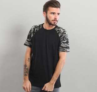 Urban Classics Raglan Contrast Tee černé / camo šedé