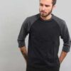 Urban Classics Contrast 3/4 Sleeve Raglan Tee černé / melange tmavě šedé