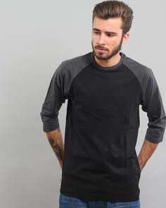 Urban Classics Contrast 3/4 Sleeve Raglan Tee černé / melange tmavě šedé