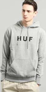 HUF Original Logo Pullover Hoodie melange šedá XL