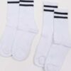 Urban Classics 2-Stripe Socks 2-Pack bílé / navy EUR 47-50