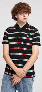 LACOSTE Striped Lightweight Cotton Polo Shirt černé XL