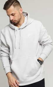 Nike M NSW Club Hoodie PO BB světle šedá XXL