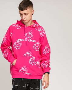 Pink Dolphin Mr. Positive Sketch Hoodie růžová / bílá M