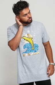 Pink Dolphin Splash Down Tee melange šedé S