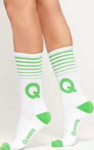 Queens Q Socks bílé / zelené EUR 41-46