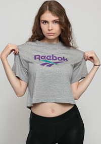 Reebok Classic V Crop Tee melange šedé M