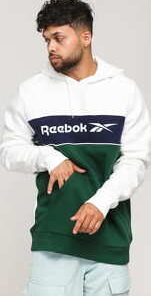 Reebok Classics Linear Hoodie bílá / tmavě zelená / navy S