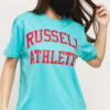 RUSSELL ATHLETIC Arch Logo T-Shirt tyrkysové L