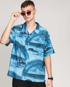 Stüssy Island Shirt modrá / tmavě modrá L