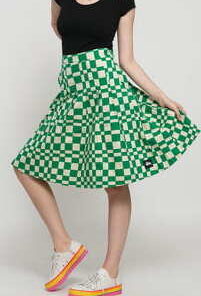 Stüssy Sabi Checker Pleated Skirt zelená / krémová S