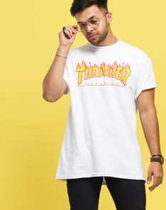 Thrasher Flame Logo bílé M