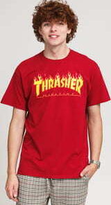 Thrasher Flame Logo Tee tmavě červené L