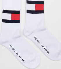 Tommy Hilfiger TH Jeans Flag Socks bílé